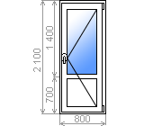 Дверь на балкон Euroline 01 2100*800мм